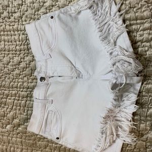 White Fringe Shorts